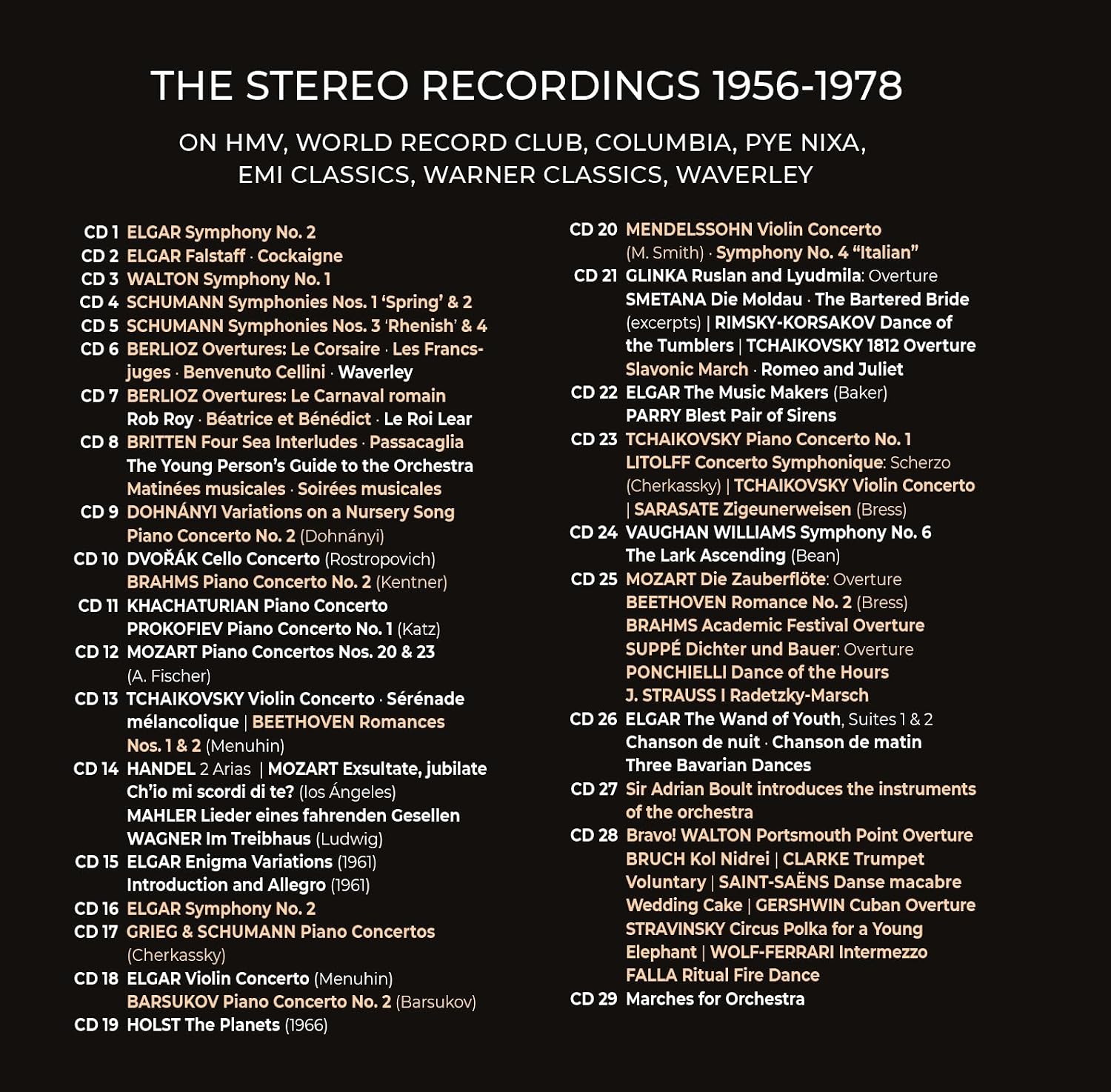 Detalle 2 de Sir Adrian Boult Complete Warner Recordings: Stereo Audio CD, 1956–1978