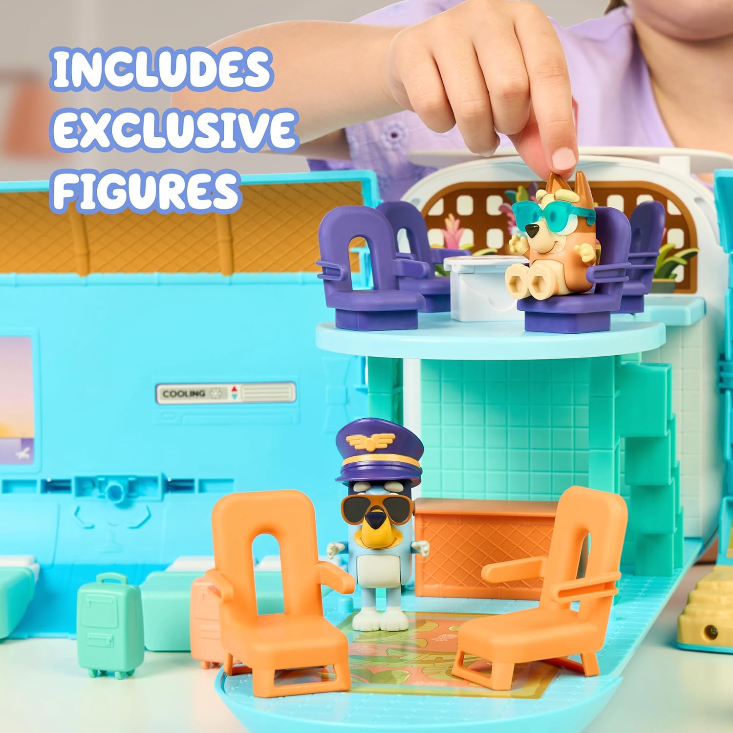 Detalle de Bluey 3-in-1 Transforming Airplane Playset with Resort, Boat, and Sounds