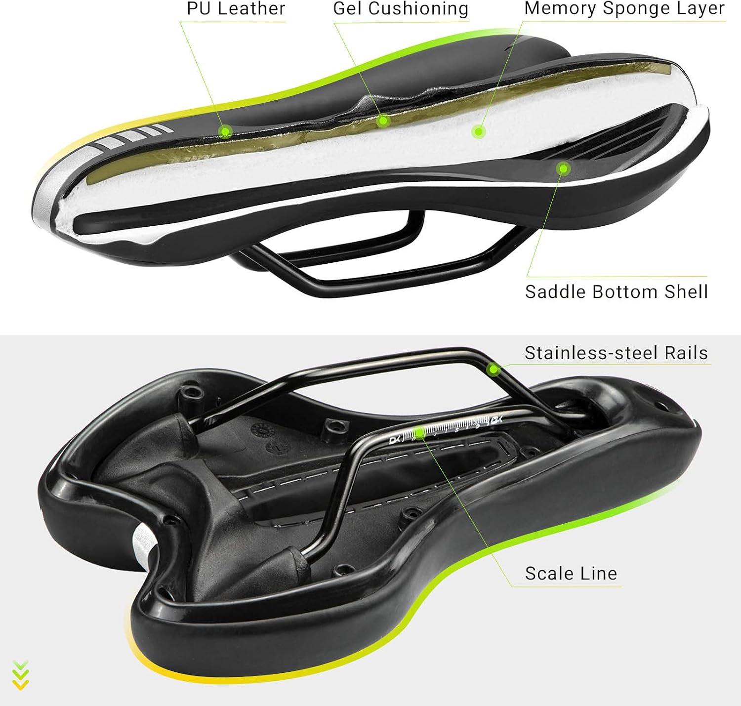 Detalle de LERWAY Mountain Bike Saddle Gel Seat – Waterproof, Breathable and Comfortable