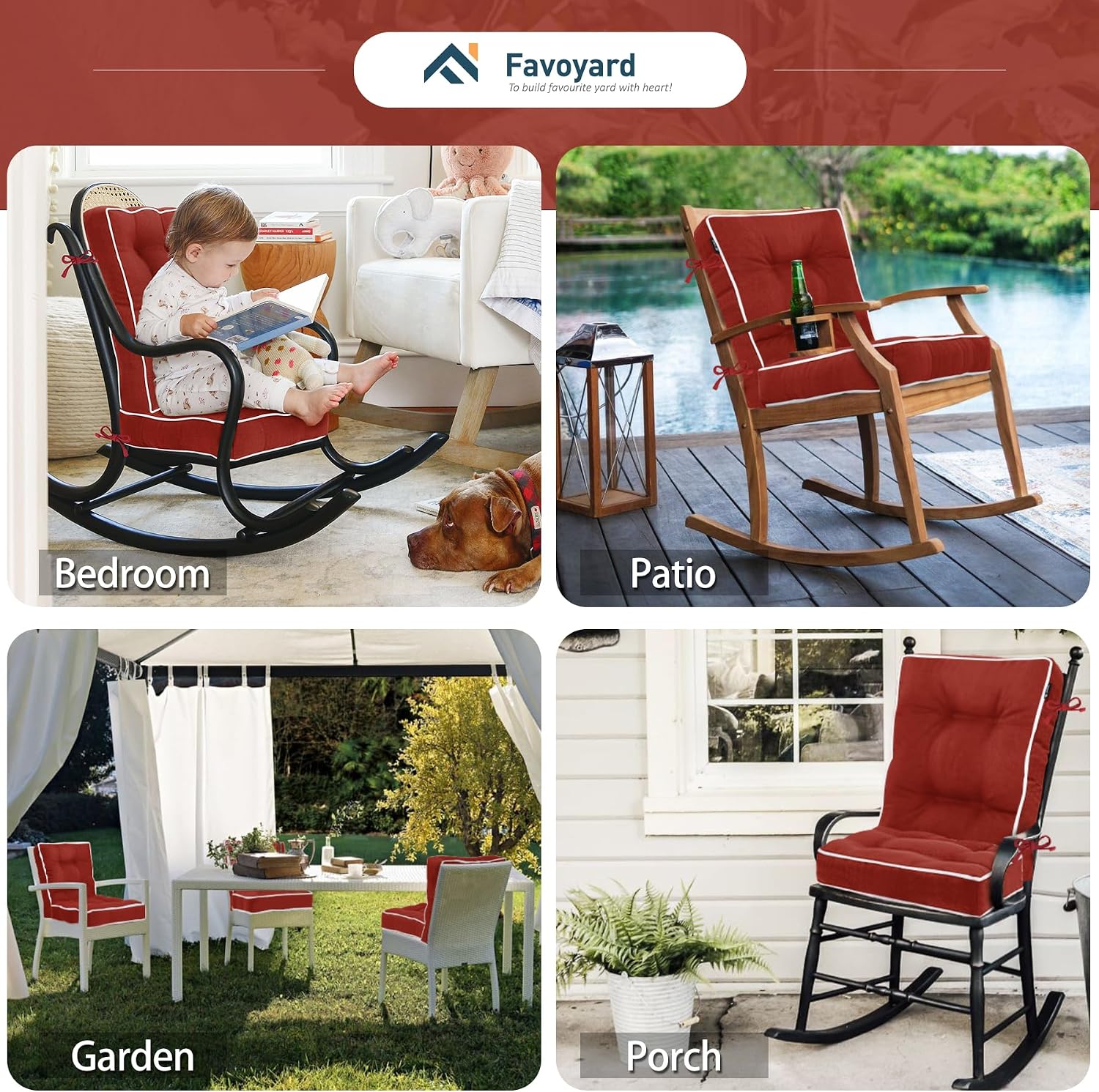 Detalle de Favoyard Rocking Chair Cushion Set Polyester