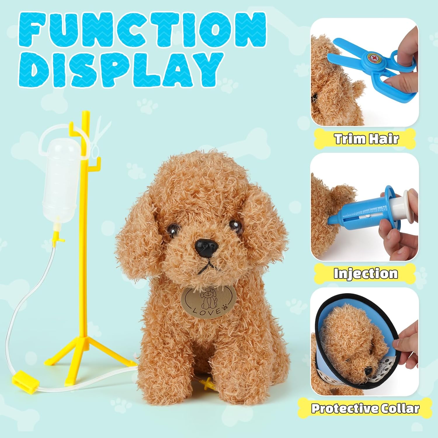 Thumbnail 1 de Sanlebi Doctors Set for Kids – Children’s Pet Vet Care Play Set with Doctor Costume, Plush Dog & 25-Piece Medical Kit (Blue)