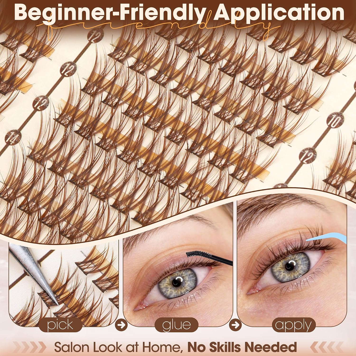 Thumbnail 6 de Flit Brown Cluster Lash Extensions 8–14 mm