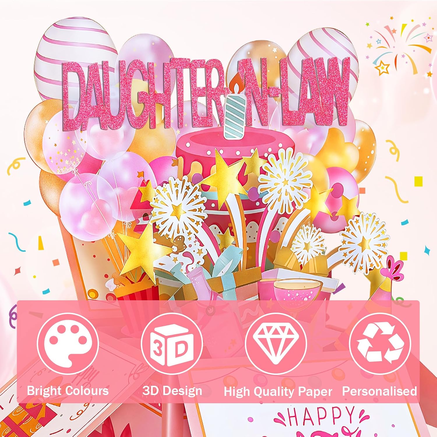 Detalle de Happivue Daughter In Law 3D Pop-Up Birthday Card