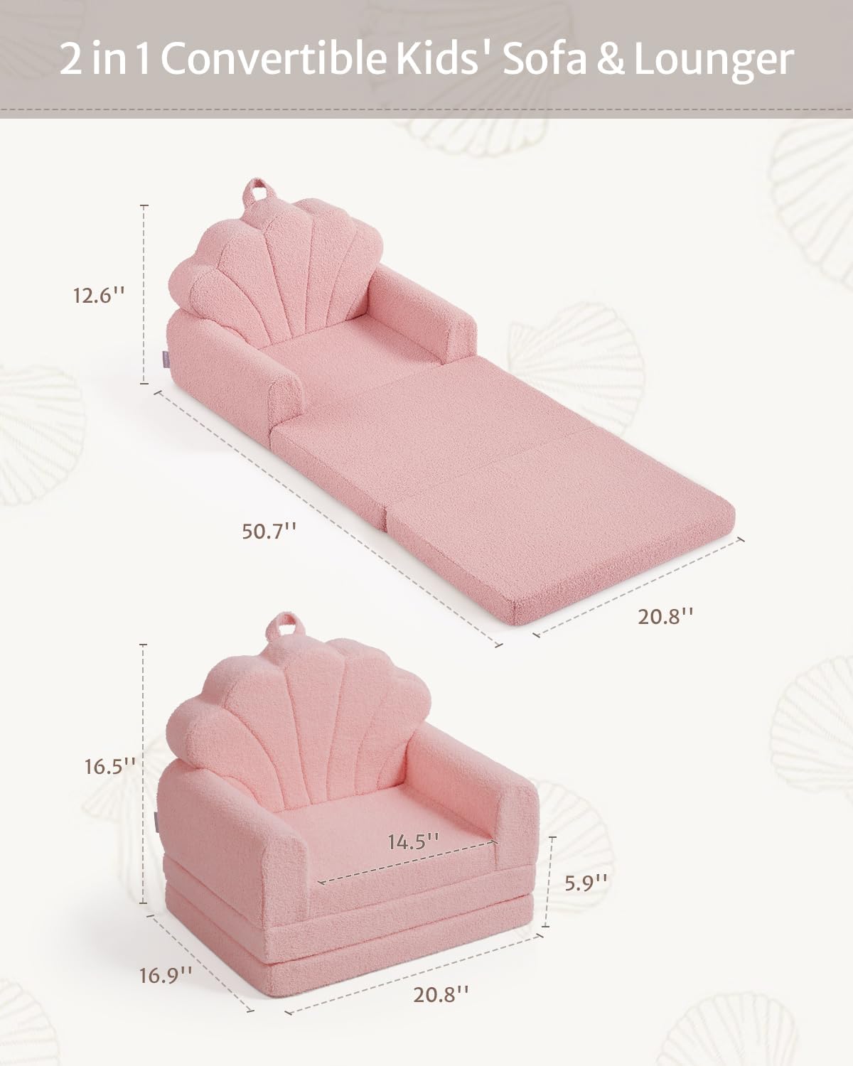 Thumbnail 2 de Blissful Diary 2-in-1 Kids Couch Pink Shell