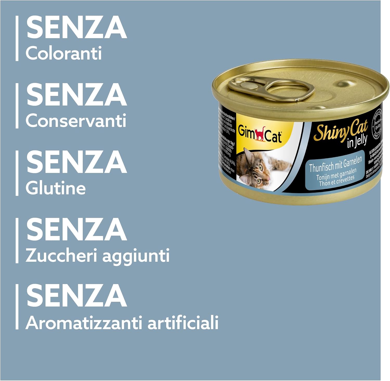 Detalle de GimCat ShinyCat in gelatina tonno e gamberetti – 24 x 70 g, cibo umido in gelatina per gatti adulti