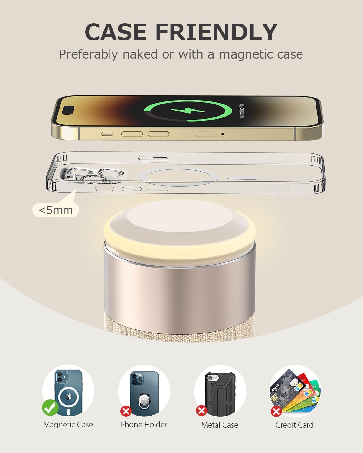 Thumbnail 5 de COLSUR 2-in-1 Magnetic Wireless Charger with Bluetooth Speaker and Night Light