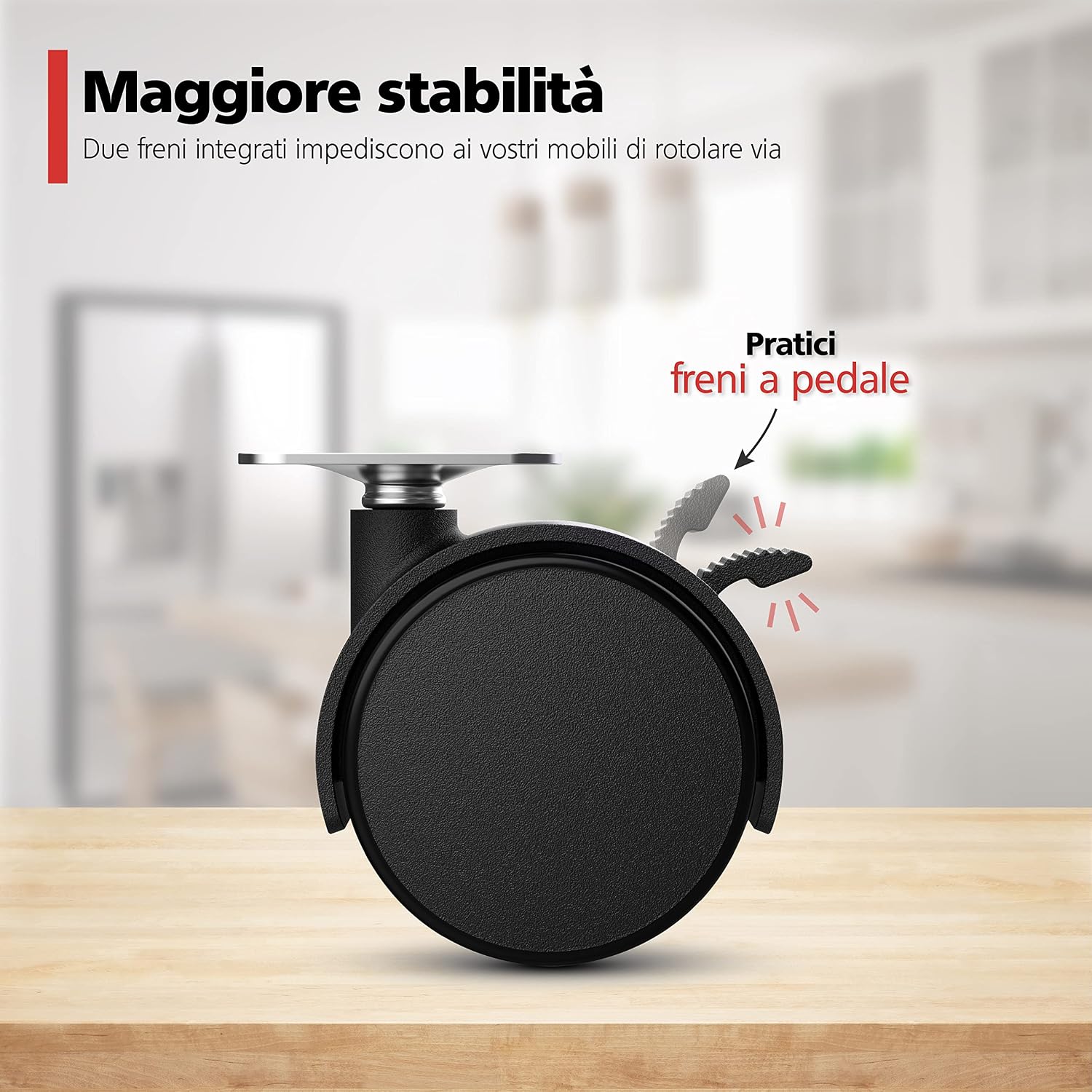 Thumbnail 4 de Set di 4 ruote per mobili RAVN HAMAN da 40 mm con freno fino a 25 kg per ruota