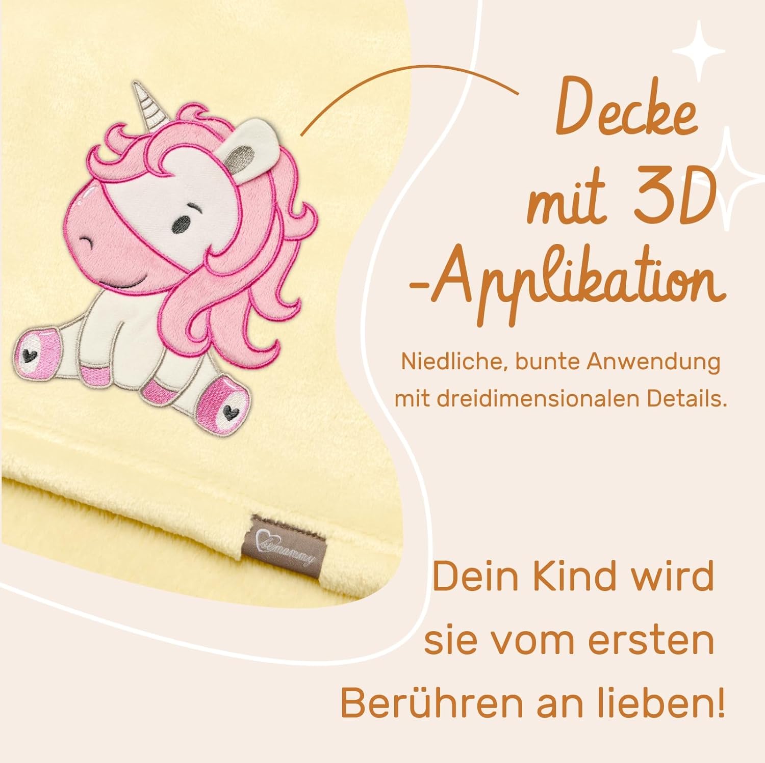 Thumbnail 4 de Be Mammy Coperta calda per bambini con peluche 3D Unicorno Giallo