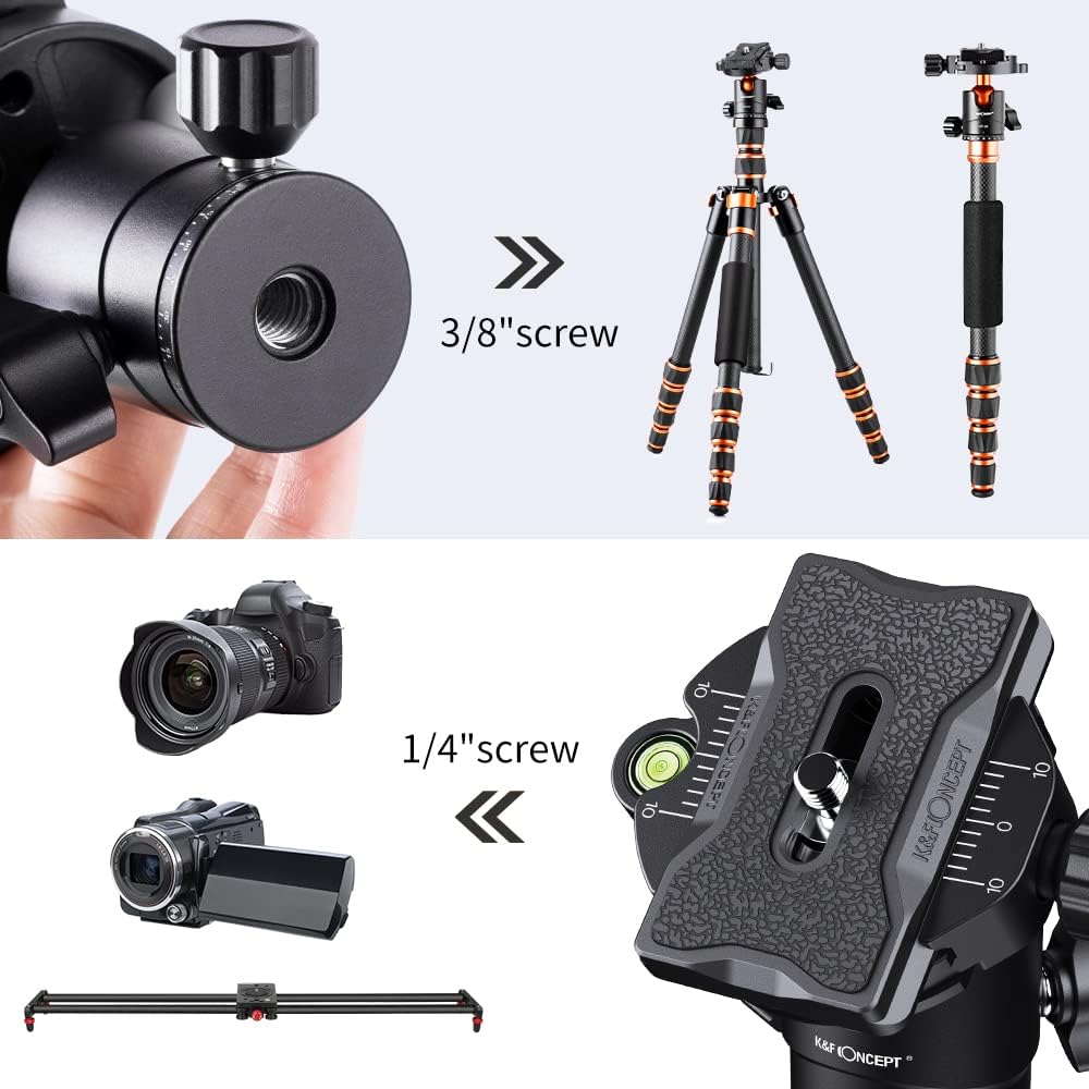 Thumbnail 4 de K&F Concept Rotule Ball 3/8" en Aluminium avec plaque rapide 1/4" — Tête panoramique 360°