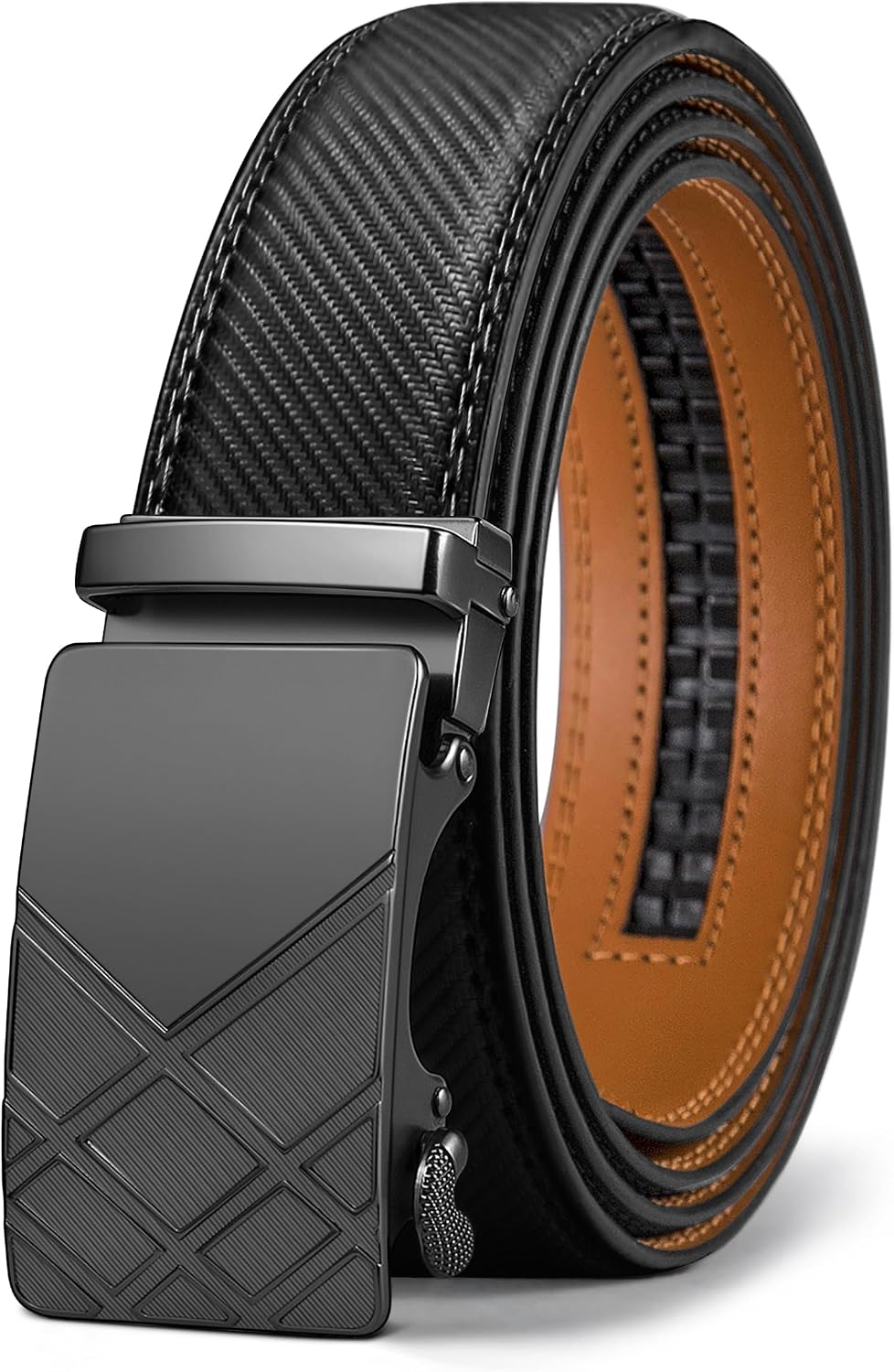 Detalle de BULLIANT Cintura Uomo in Pelle con Fibbia Cricchetto Automatica 35mm – Regolabile e Reversibile