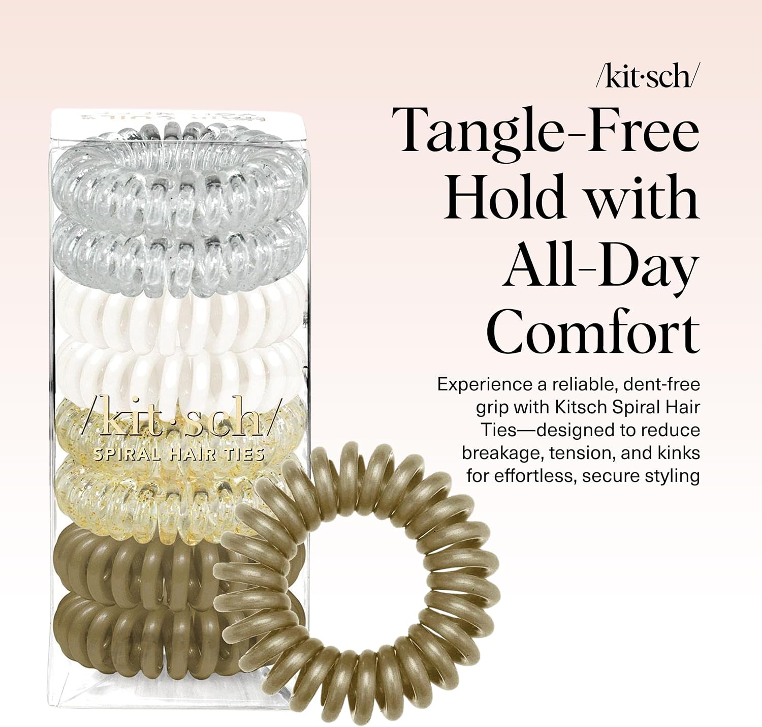 Detalle 2 de Kitsch Spiral Hair Ties, 8-piece pack