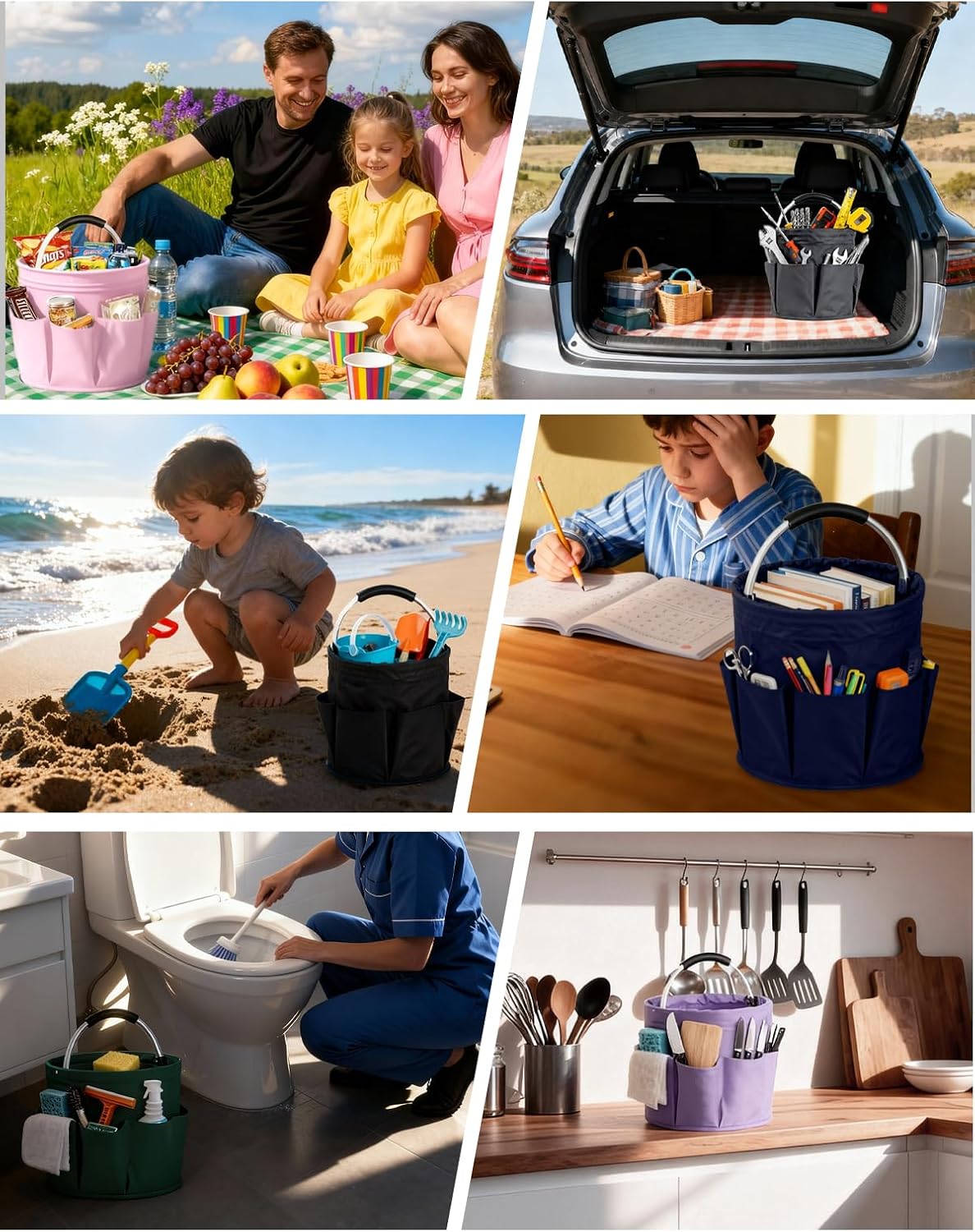 Detalle 1 de CIHTL A0022 Cleaning Caddy, 17L Foldable Organizer with 6 Pockets