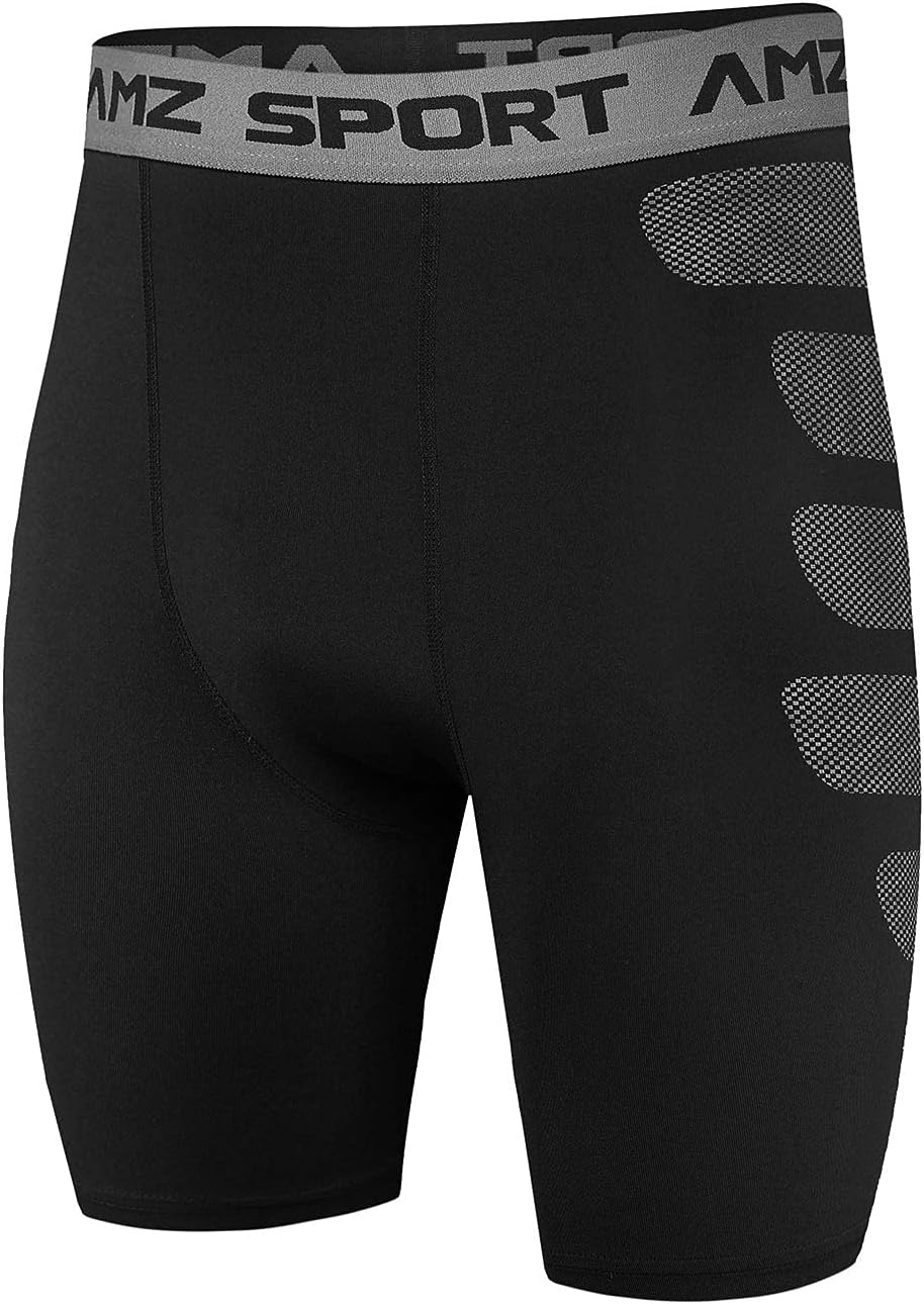 Detalle de AMZSPORT pantaloncini da compressione uomo 1/2/3 pezzi per palestra, running e allenamento