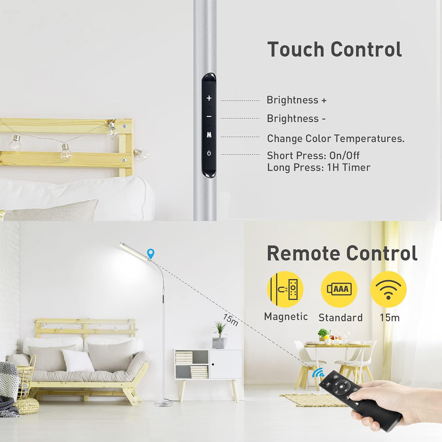 Detalle de OUTON LED floor lamp 15W 1500lm