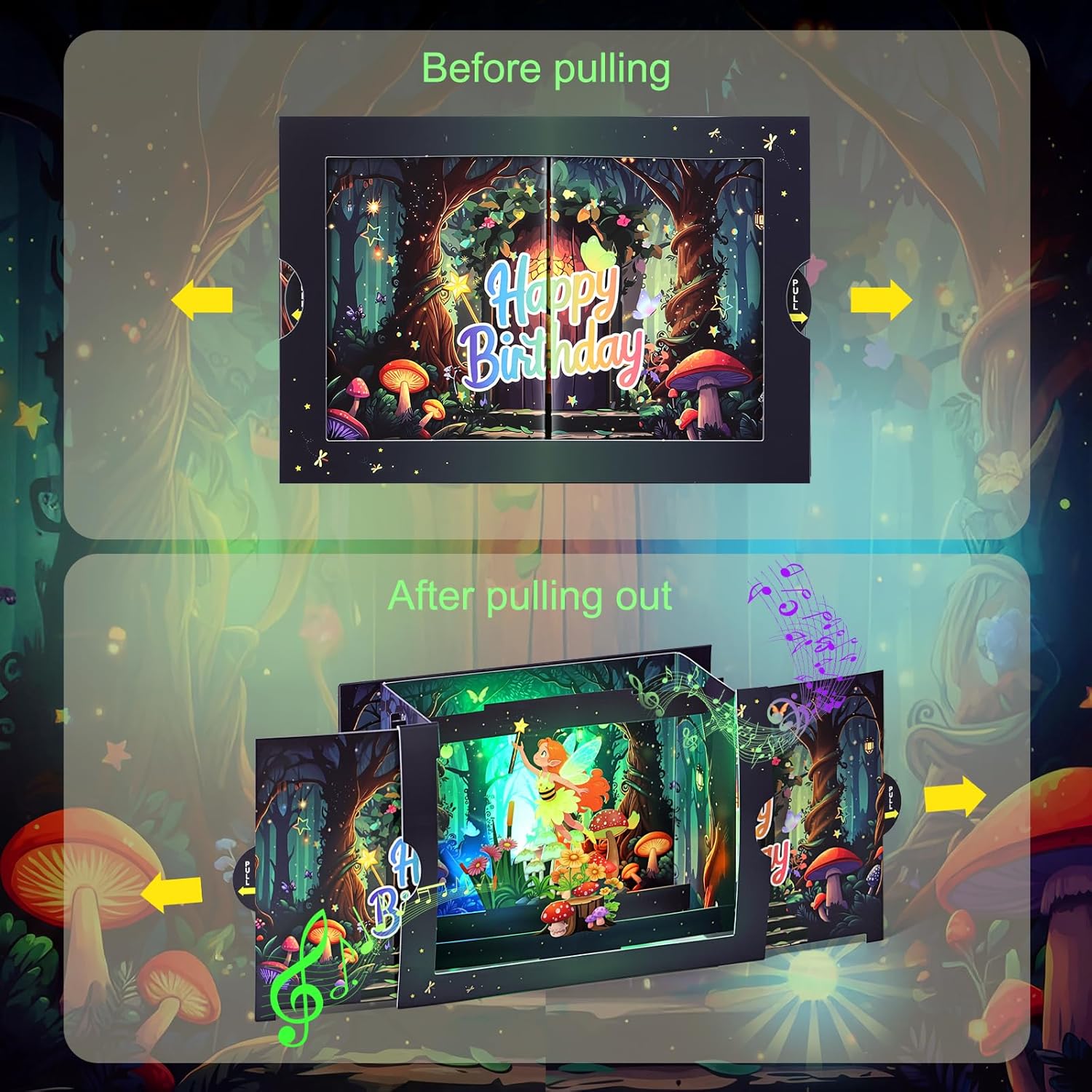Thumbnail 4 de Magical Fairy Musical Birthday Card for Girls – 3D Pop Up with Lights & Music