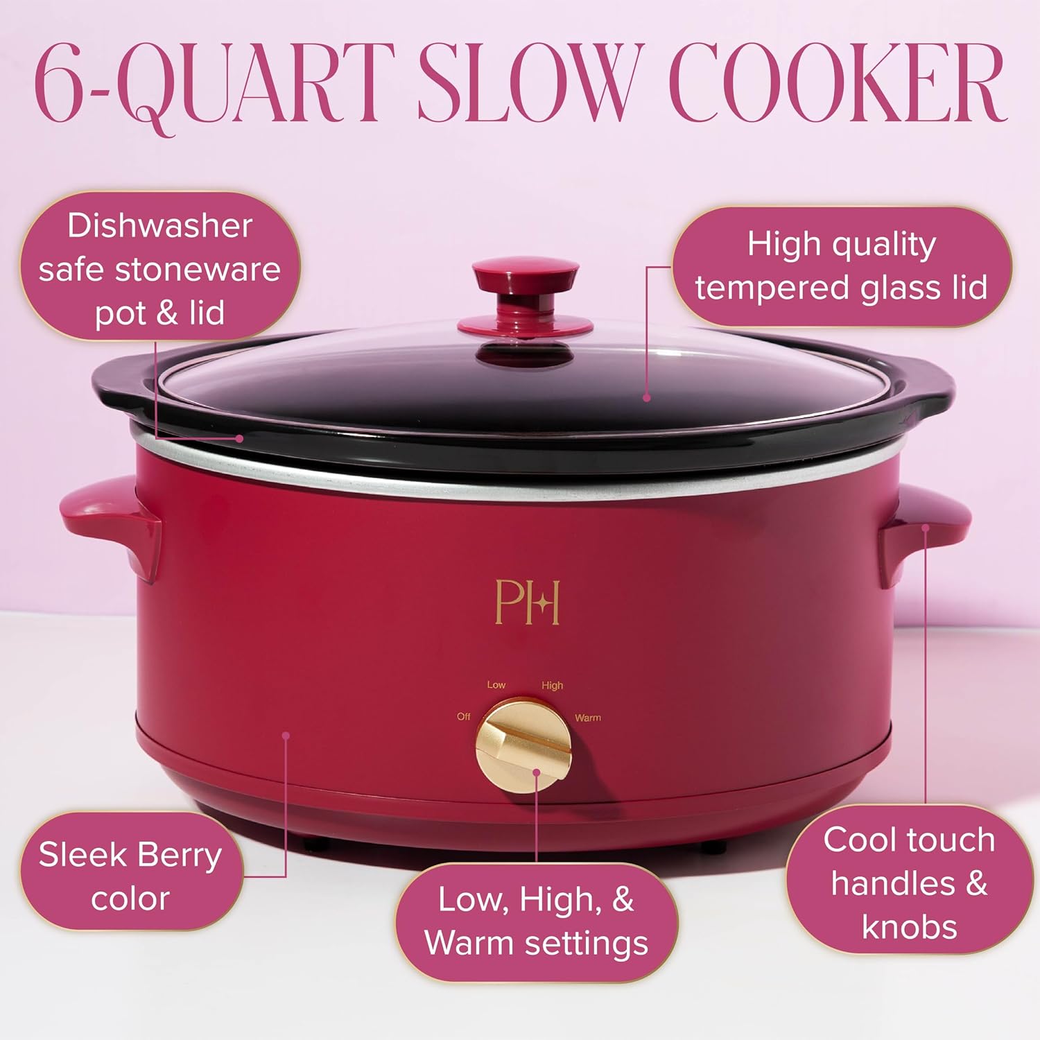 Detalle 2 de Paris Hilton 6-Quart Manual Slow Cooker