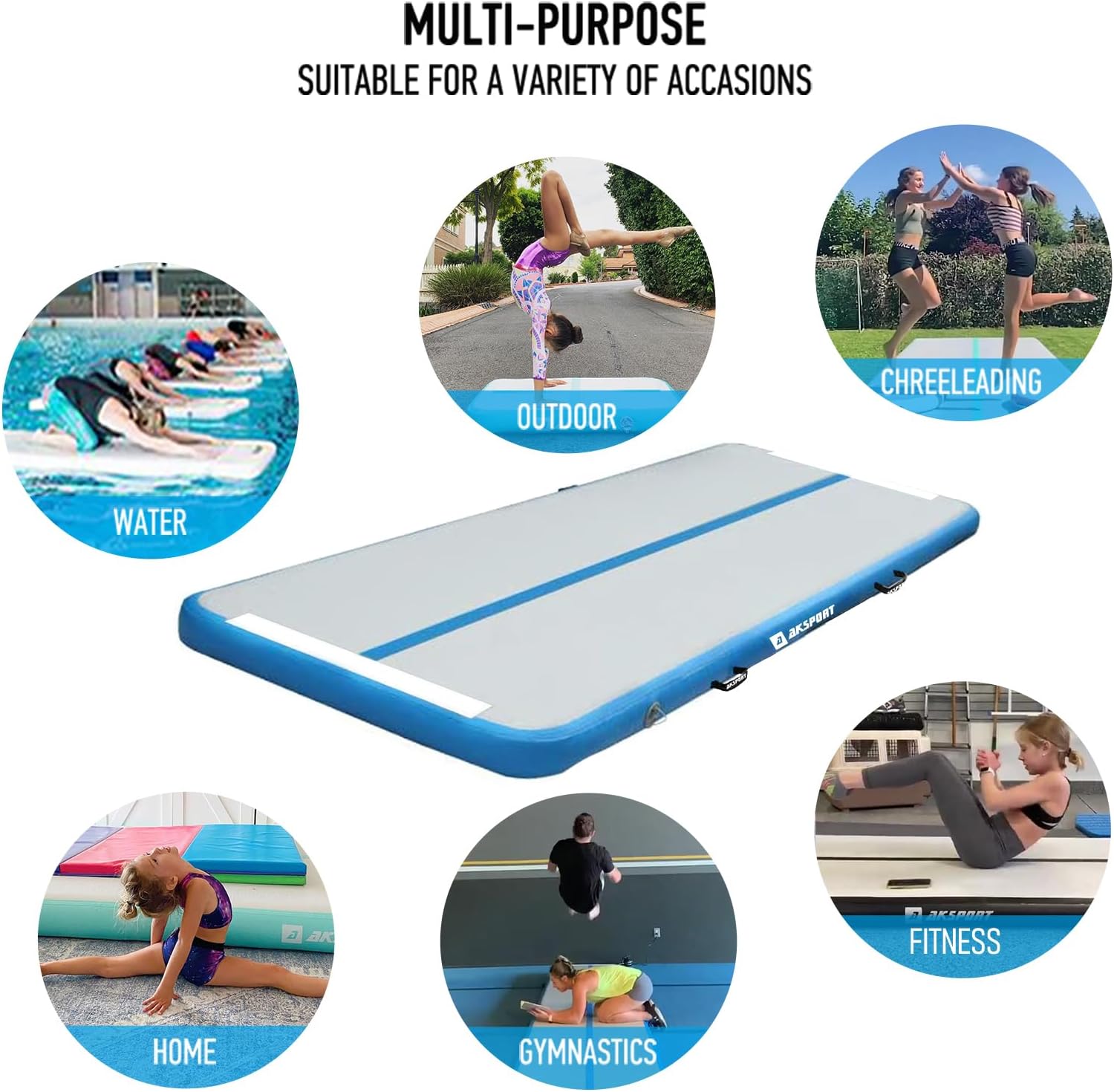 Detalle 2 de AKSPORT Air Mat Inflatable Tumble Track 3m 🤸♀