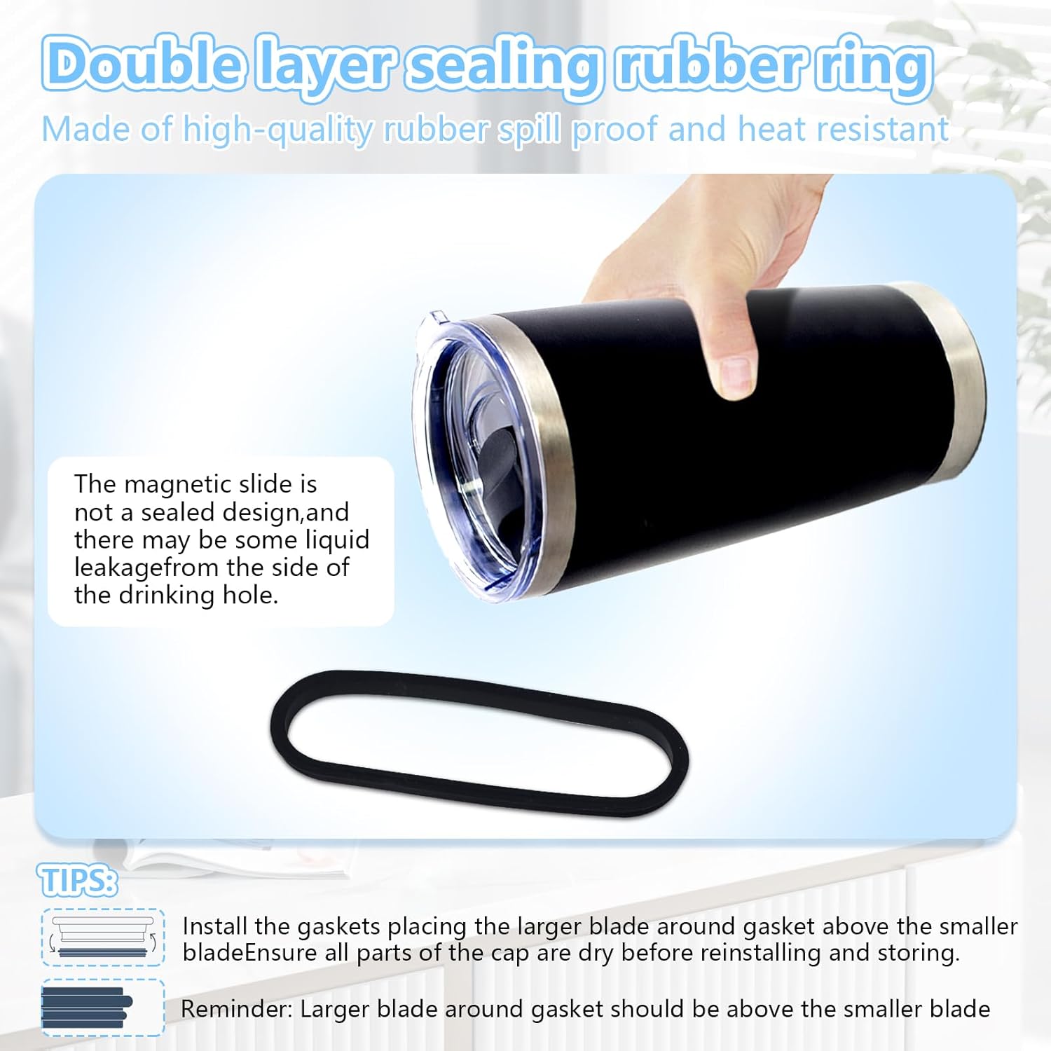 Detalle 2 de Lubise lid27 Magnetic Slider Replacement Lids for 20 oz Tumblers, 3-Pack