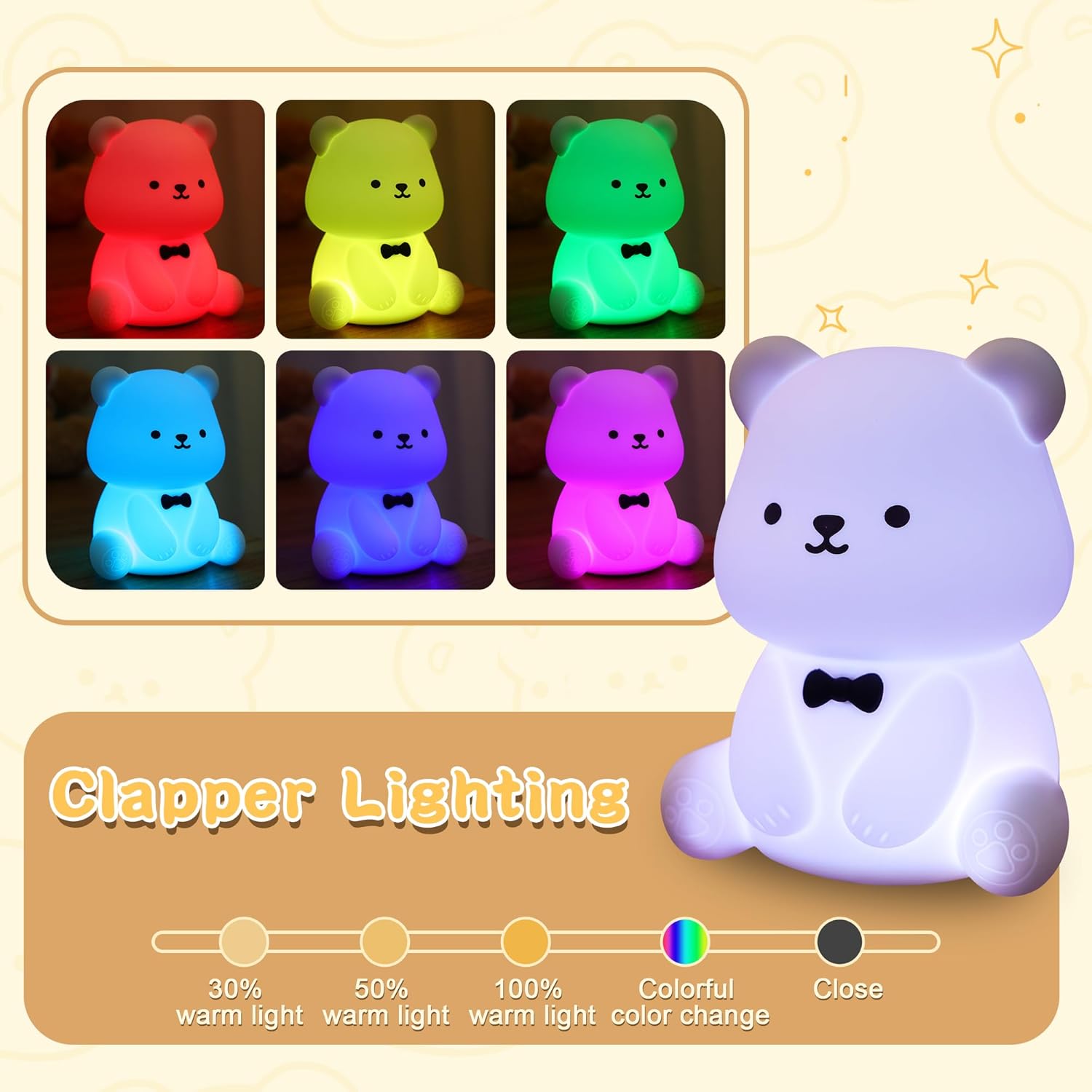 Thumbnail 1 de YuanDian Bear Night Light with 8 Colour Lights