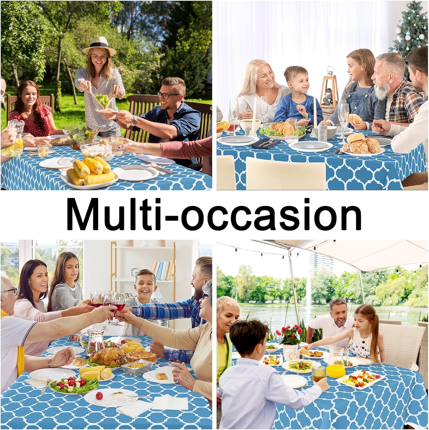 Detalle 2 de Smiry Rectangle Table Cloth: Waterproof Vinyl with Flannel Backing (60"×84", Light Blue)
