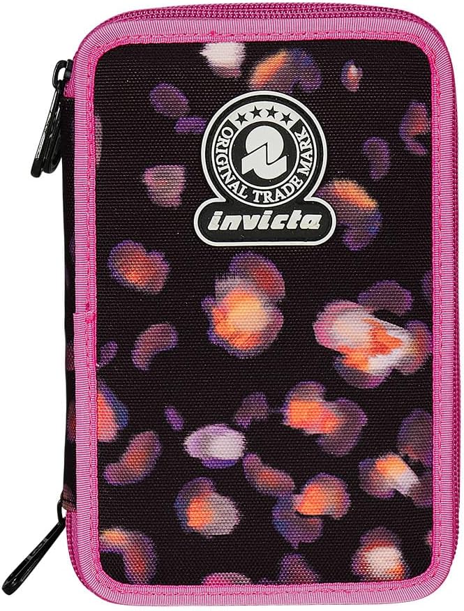 Thumbnail 4 de Invicta Trousse scolaire 3 compartiments triple zip Fantaisie Rose et Noir (rose) – pour école primaire