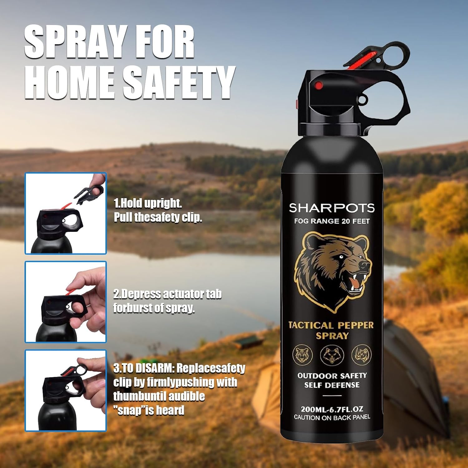 Thumbnail 1 de SHAR POTS Pepper Spray, 6.7 oz Compact Canister for Hiking and Camping