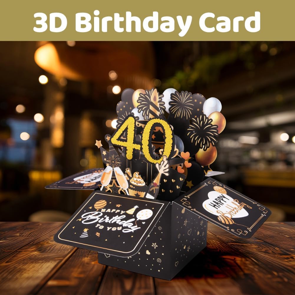 Detalle de OFFCUP Biglietto auguri 3D “40 Anni” con busta e carta, pop-up per compleanno