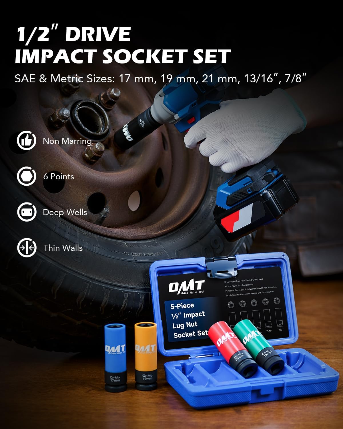 Detalle 2 de Orion Motor Tech 5pc Lug Nut Socket Set 17mm