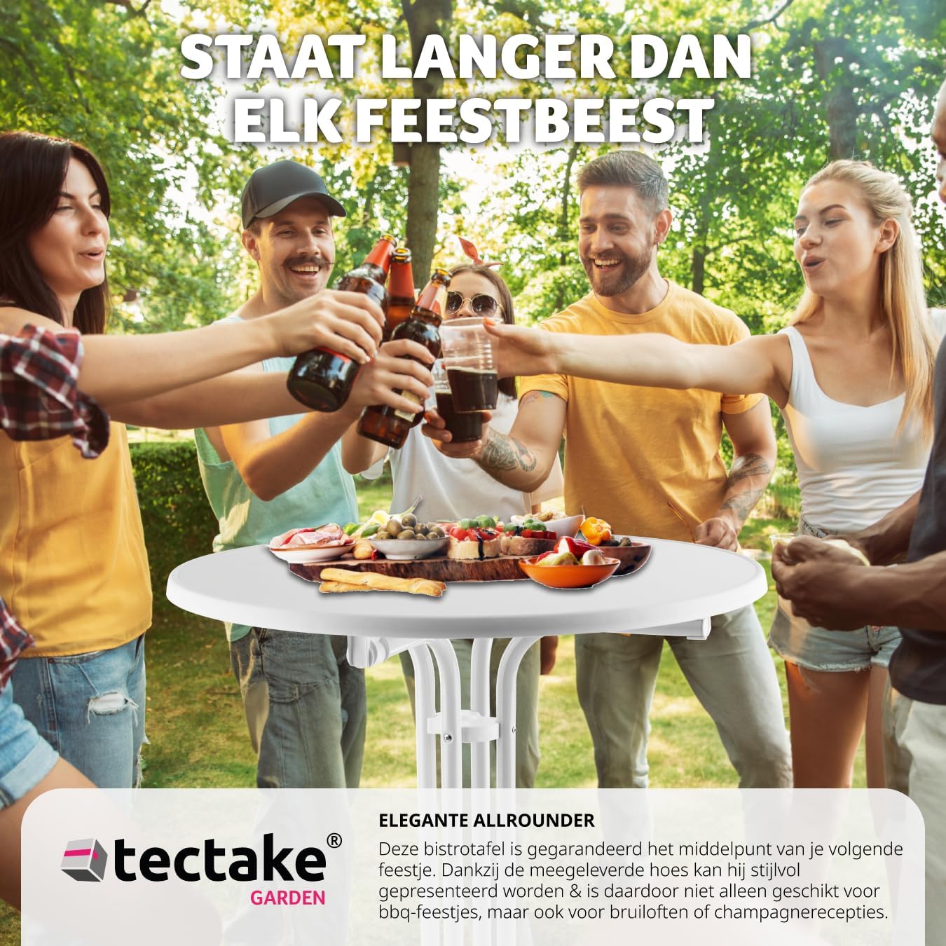 Thumbnail 5 de tectake 405310 hopfällbart ståbord, runt, 110 cm högt med tvättbart överdrag