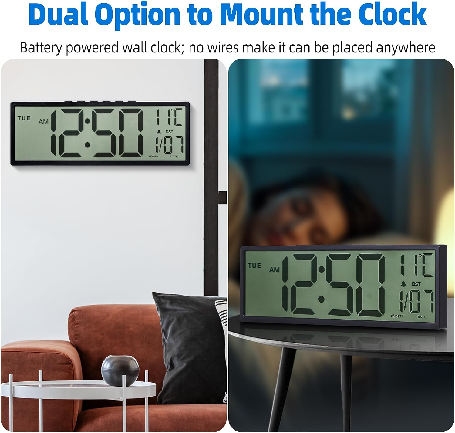 Thumbnail 5 de LEIKE digital wall clock, 15-inch