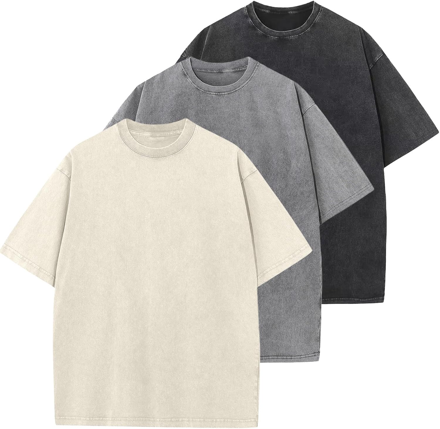 Detalle de Oversized-Herren-T‑Shirt aus Heavy Baumwolle – Regular Fit, Vintage Mineralwash