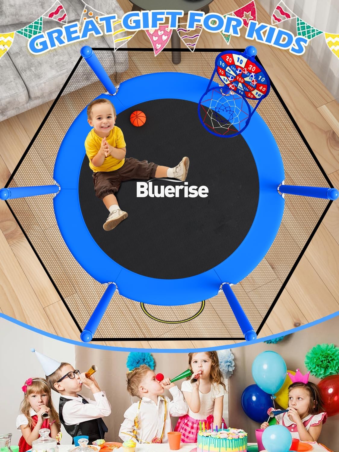 Thumbnail 6 de BLUERISE 60" Kids Trampoline with Hoop 60"