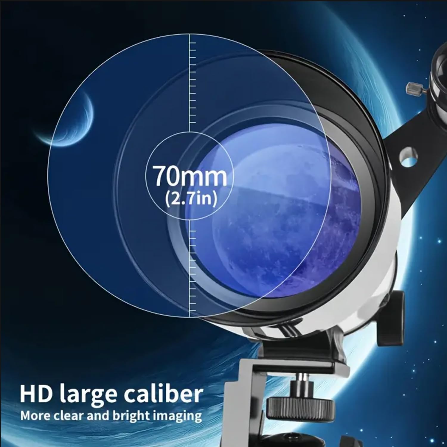 Detalle de Mijiao Teleskop Astronomie: Profi Refraktor 70/400mm für Anfänger, mit Stativ und 5x24 Sucherfernrohr