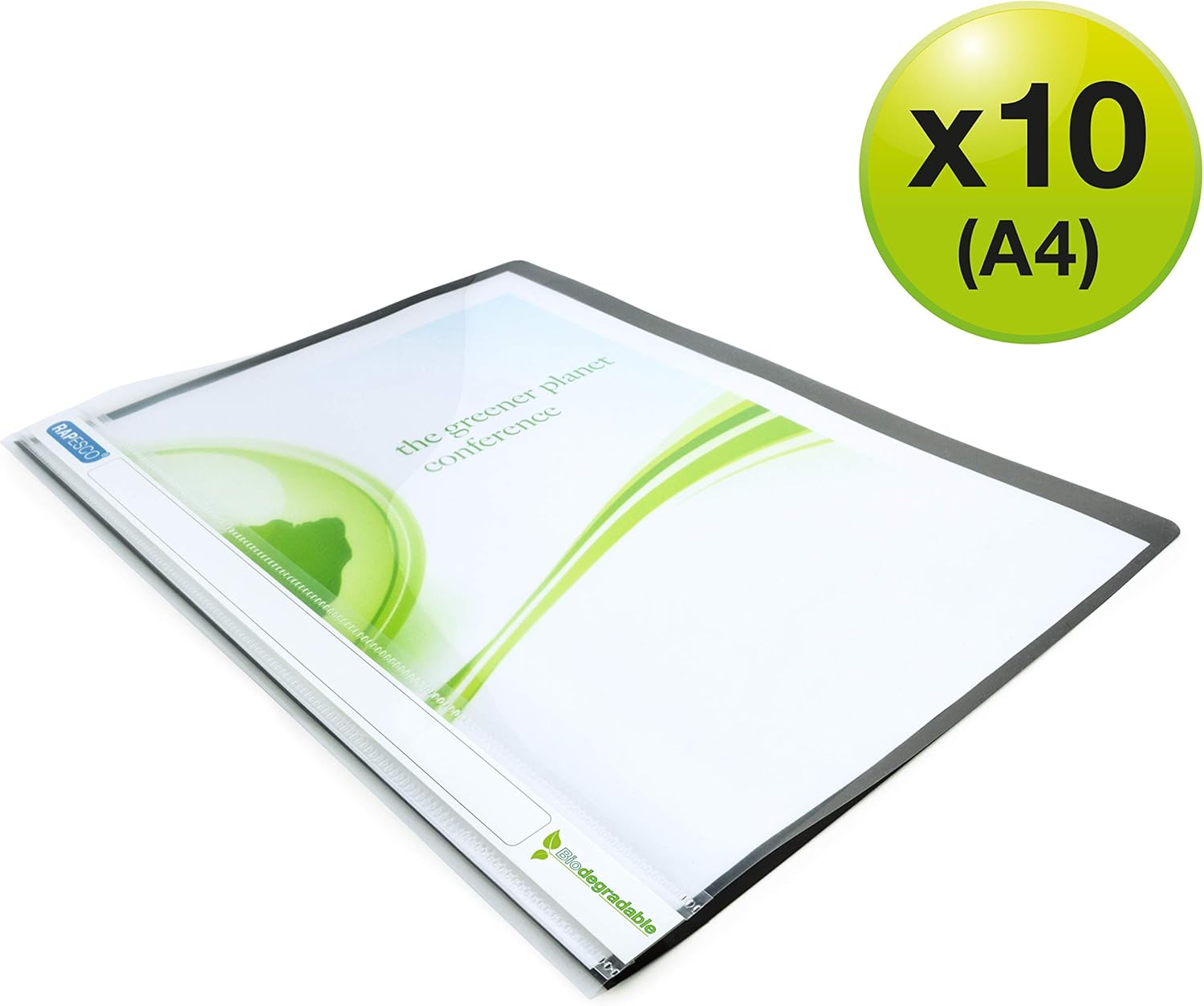 Detalle de Rapesco 1592 ECO Präsentationsmappe A4, Schwarz (10er-Pack)