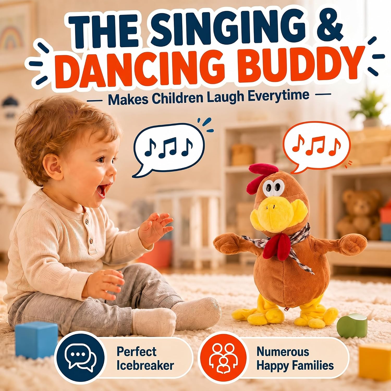 Thumbnail 5 de GOODS+GADGETS 356023010 Dancing Rooster Plush Toy with Songs and Fluttering Wings