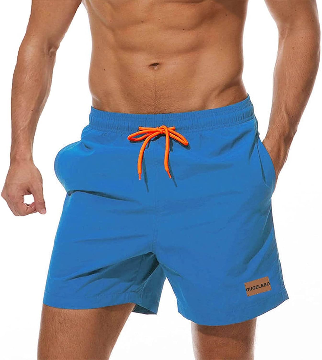 Detalle de Ougelebo Badehose Herren mit Reißverschlusstasche – Schnelltrocknend, mit sicheren Taschen