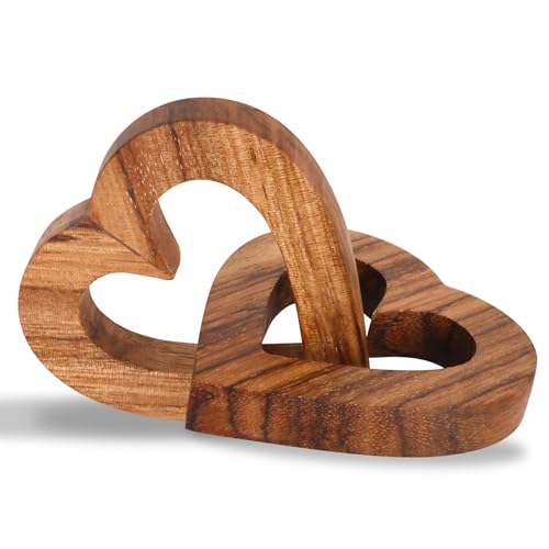 Detalle de Lightzz Olive Wood Linked Hearts 7cm