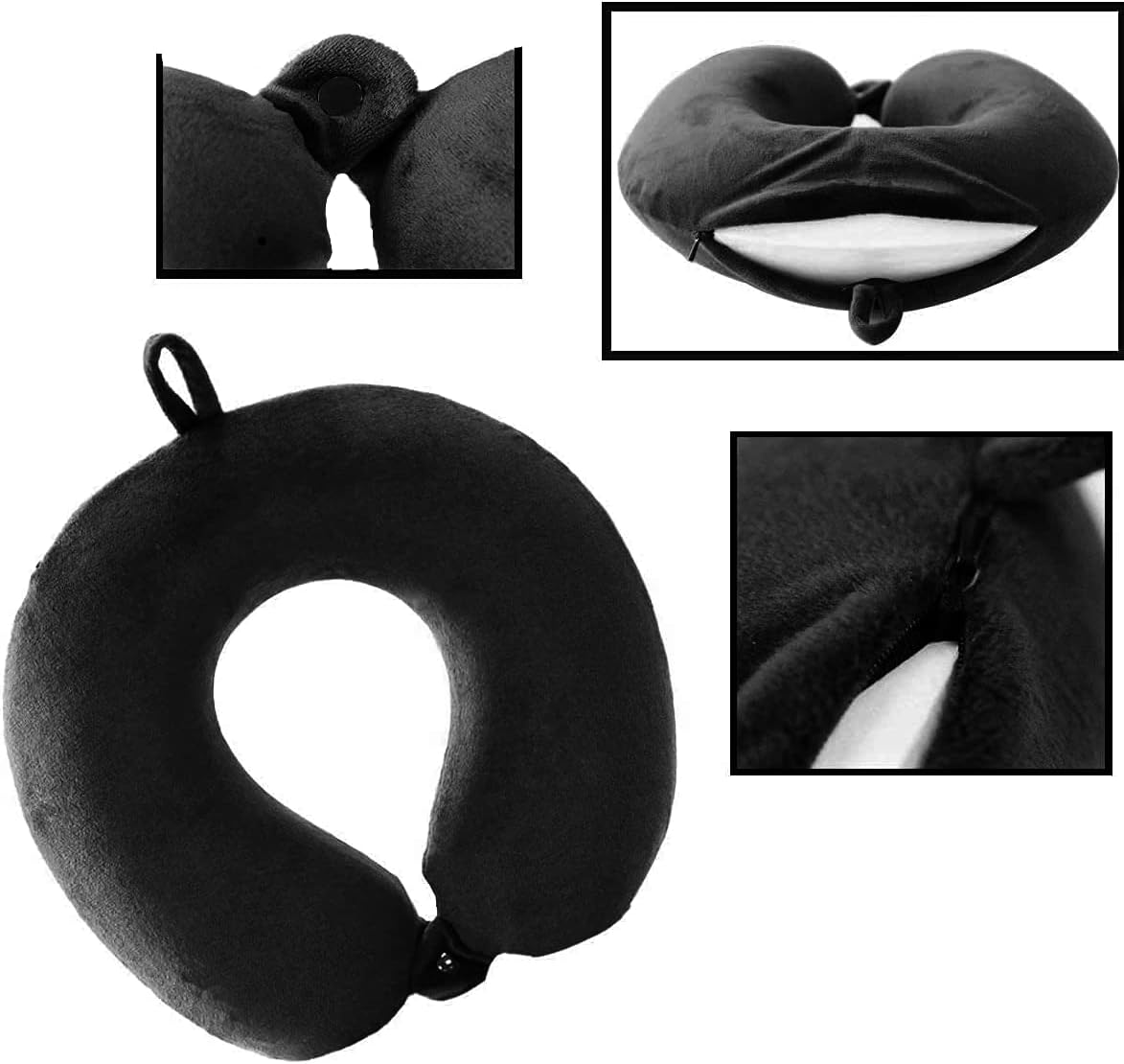 Thumbnail 2 de Cozy BoSpin Reisekissen mit Memory-Foam für Nacken & Schlaf – kompakt, leicht, U-Form (Schwarz)