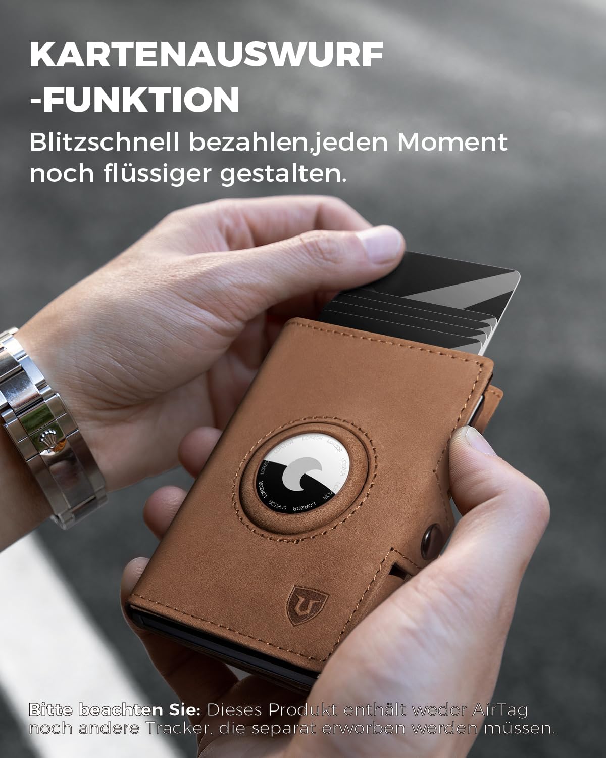 Thumbnail 2 de LORZOR Airtag Wallet Slim Wallet mit Münzfach 9,6x6,5x2 cm