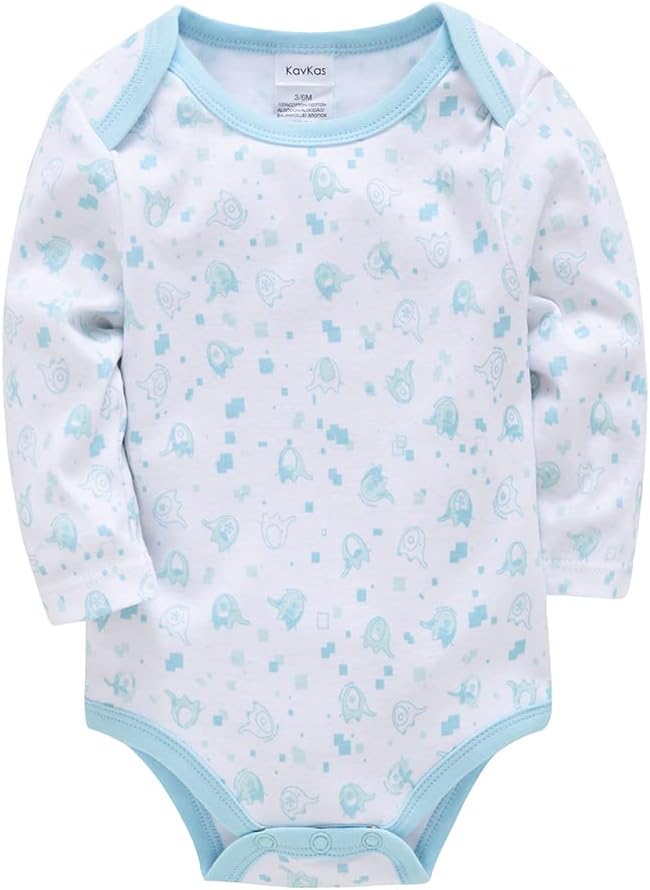 Detalle 2 de Wocharm 3-Pack Long Sleeve Cotton Baby Bodysuit Vests (3–24 months)