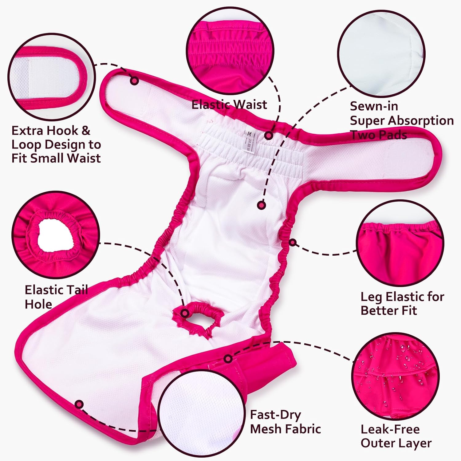 Thumbnail 1 de Dono Reusable Dog Nappies for Seasons (4 pcs) – Super Absorbent Puppy Pants for Female Dogs, XS–XL