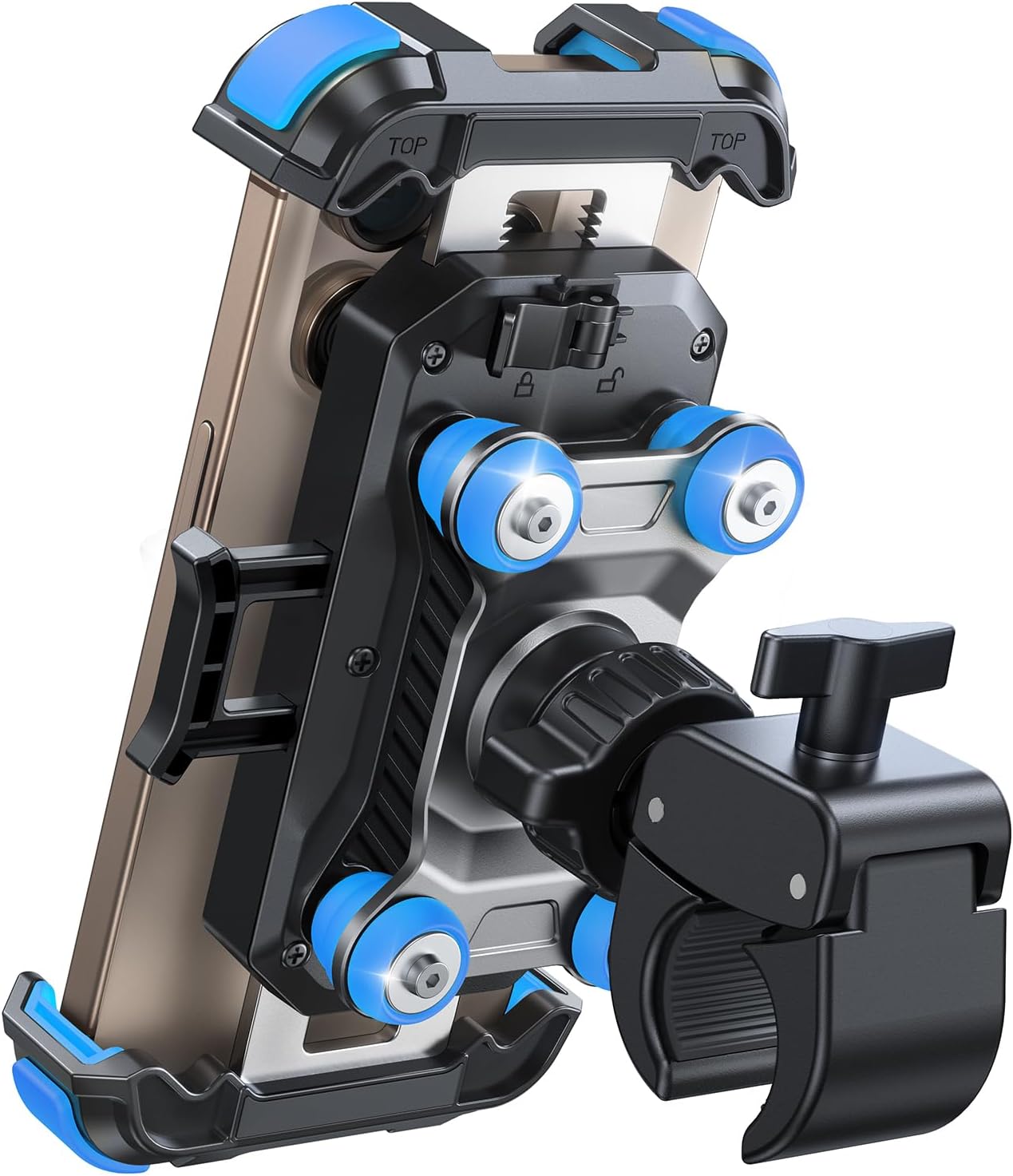 Detalle de JOYROOM Handyhalterung Motorrad – Doppelt vibrationsgedämpft, 1‑Klick Öffnung, 360° Drehbar, für iPhone 16/15/14/13 und Samsung S24/S23