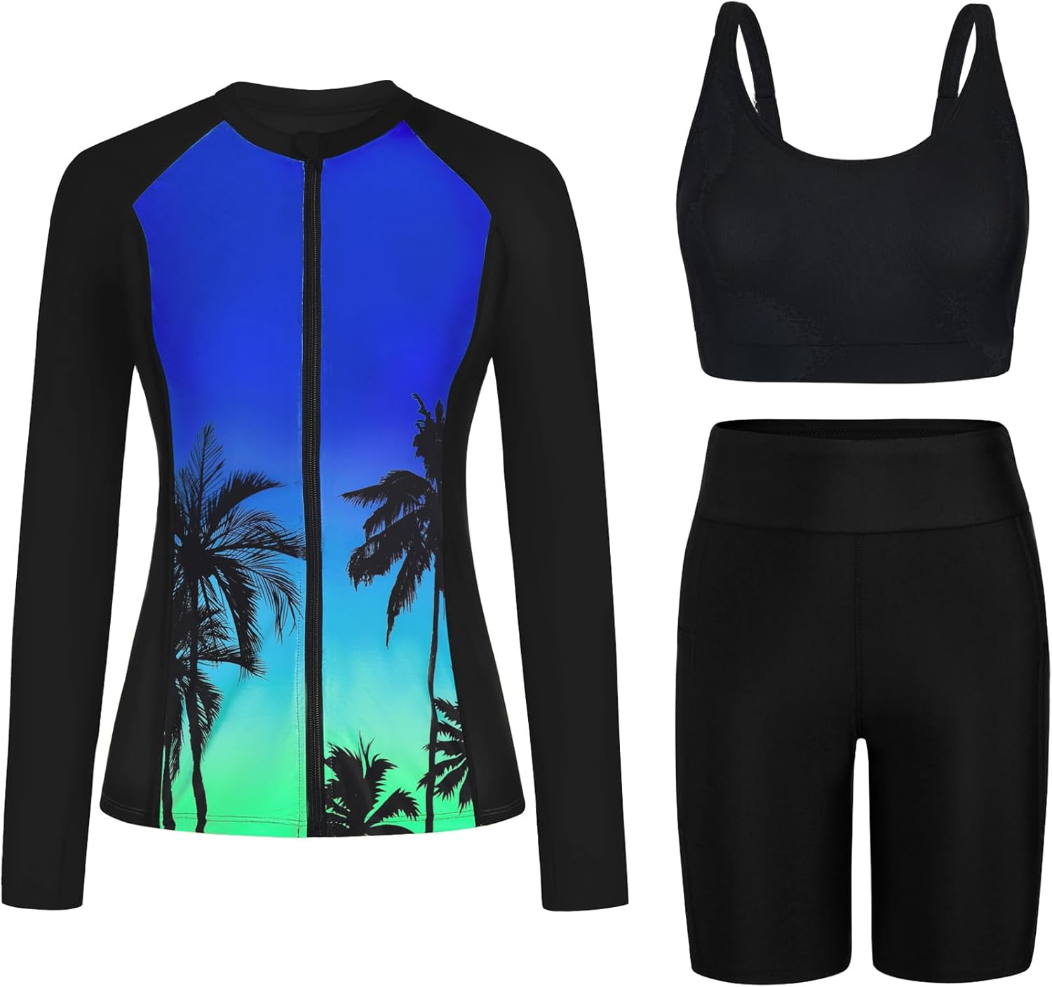 Thumbnail 4 de Arolina Women's Rash Guard Long Sleeve Swim Shirt Set with High-Waisted Shorts (2026)