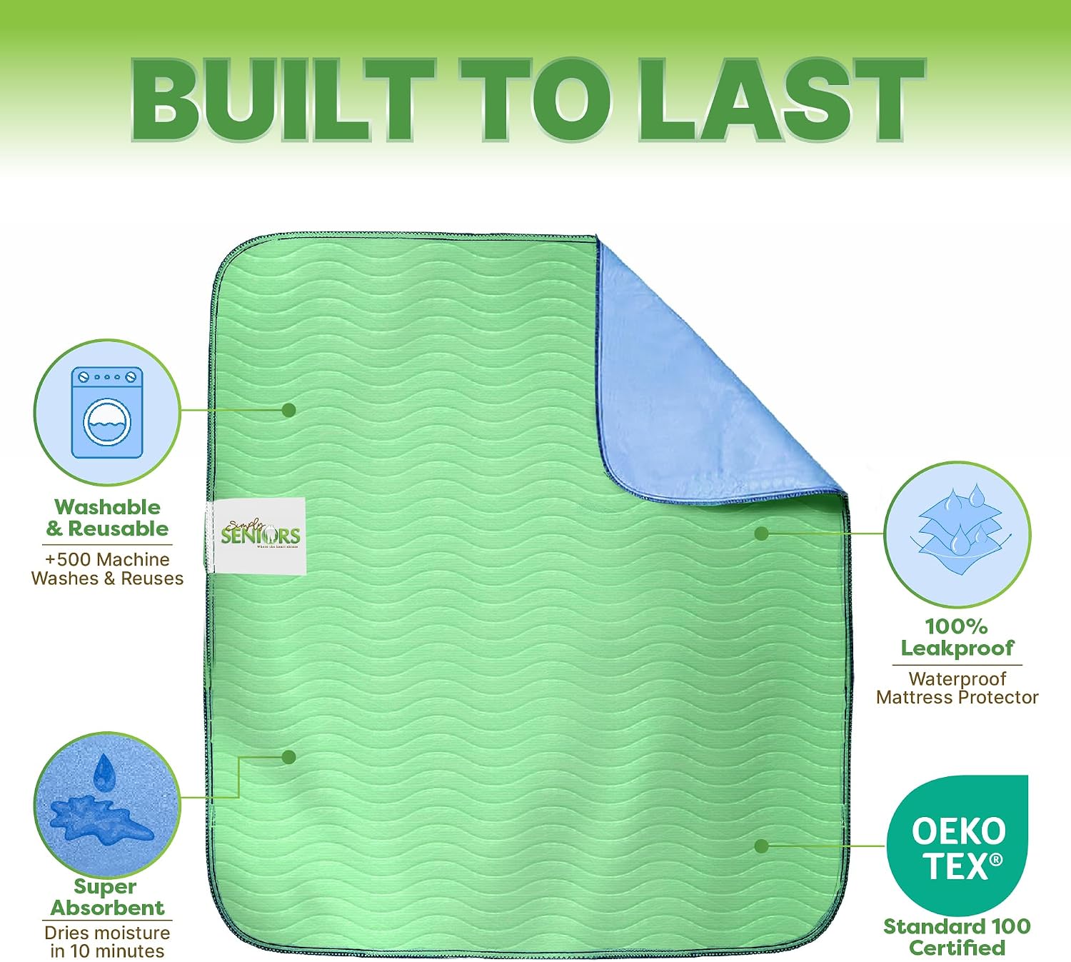 Thumbnail 2 de Bed Pads Washable Waterproof 34"x36" (Pack of 4) – Reusable Incontinence & Pee Pads for Adults, Dogs, and Kids