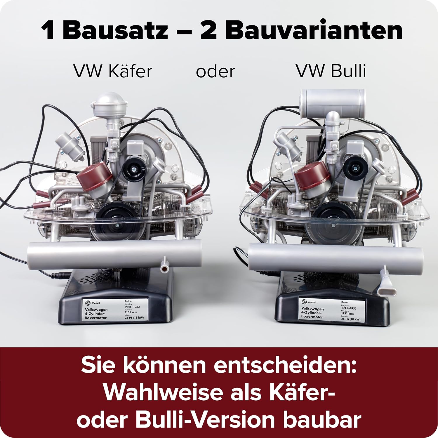 Detalle de FRANZIS 67308 Volkswagen VW 4-Zylinder Boxermotor 1:4 – Transparentes Funktionsmodell mit Soundmodul