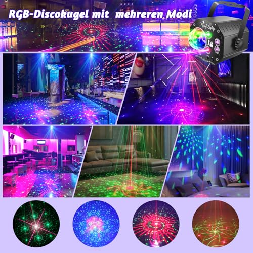 Detalle de Nauotk 5 in 1 Diskolicht Partylicht – Musikgesteuerte Discokugel mit 64 Effekten