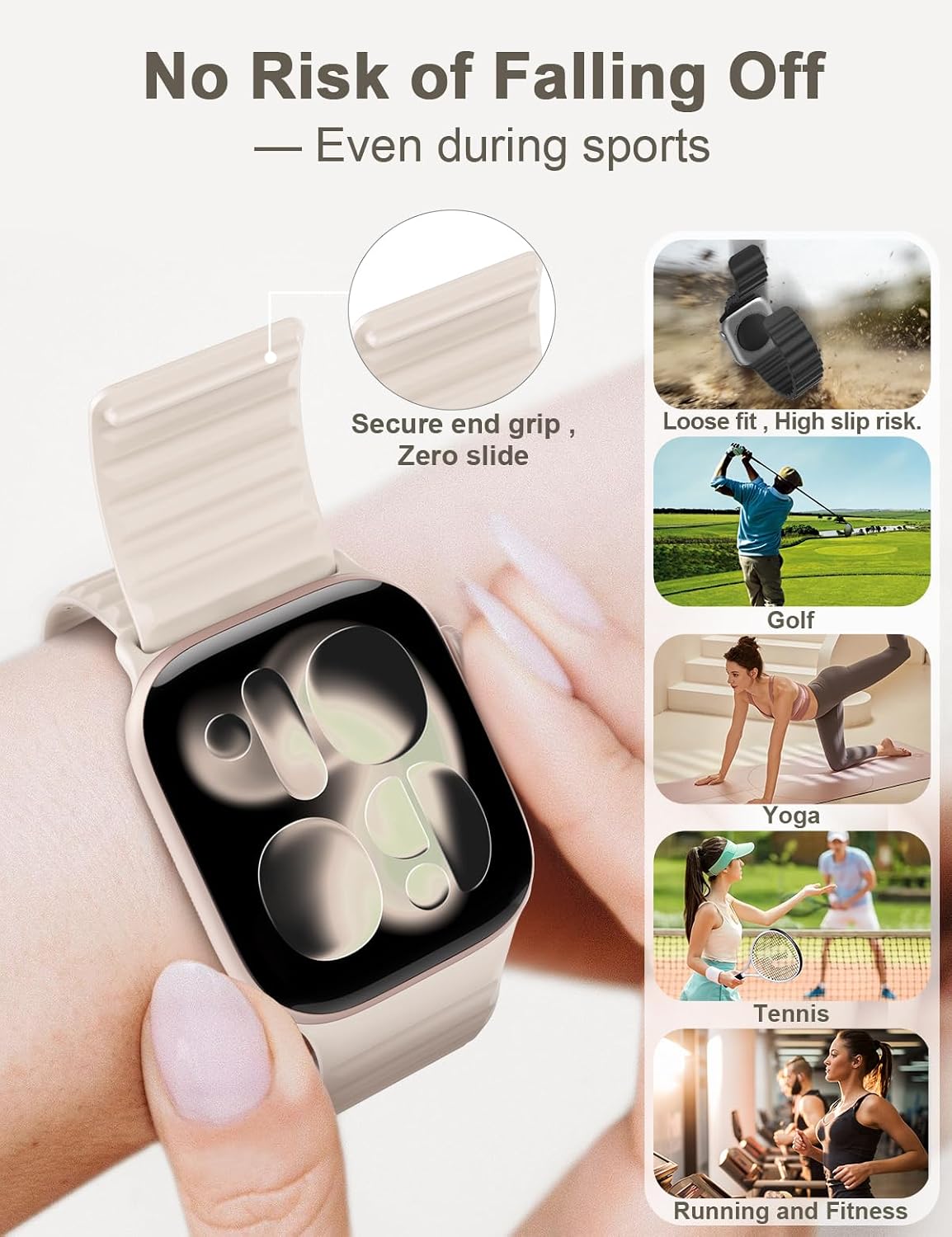 Detalle 2 de Magnetic Silicone Sport Band for Apple Watch (40/38–49mm) – Ultra-Soft, No-Buckle Magnetic Strap