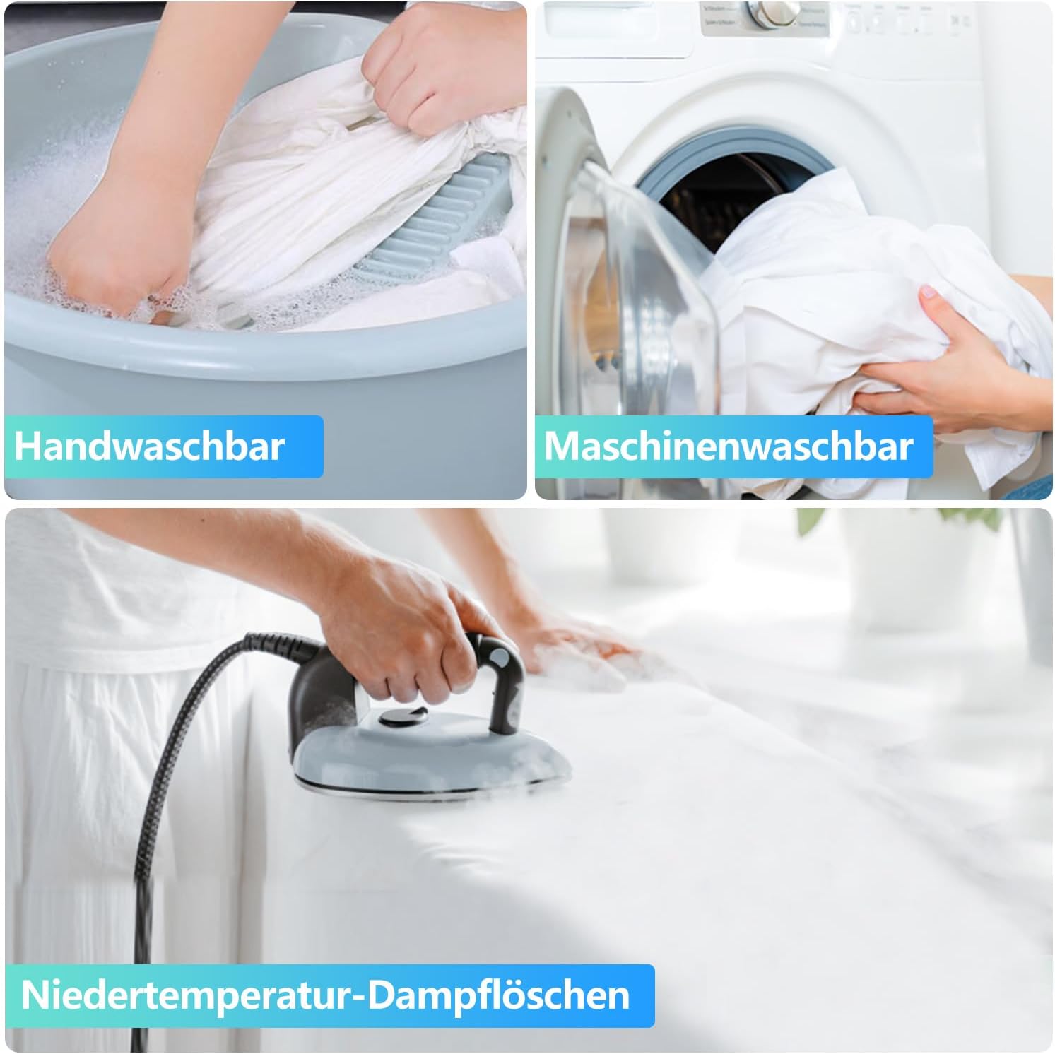 Detalle 2 de JEBUTU weißer Fotohintergrund 1,5x2 m aus Polyester – waschbar & für Fotografie, Zoom und Video-Meetings