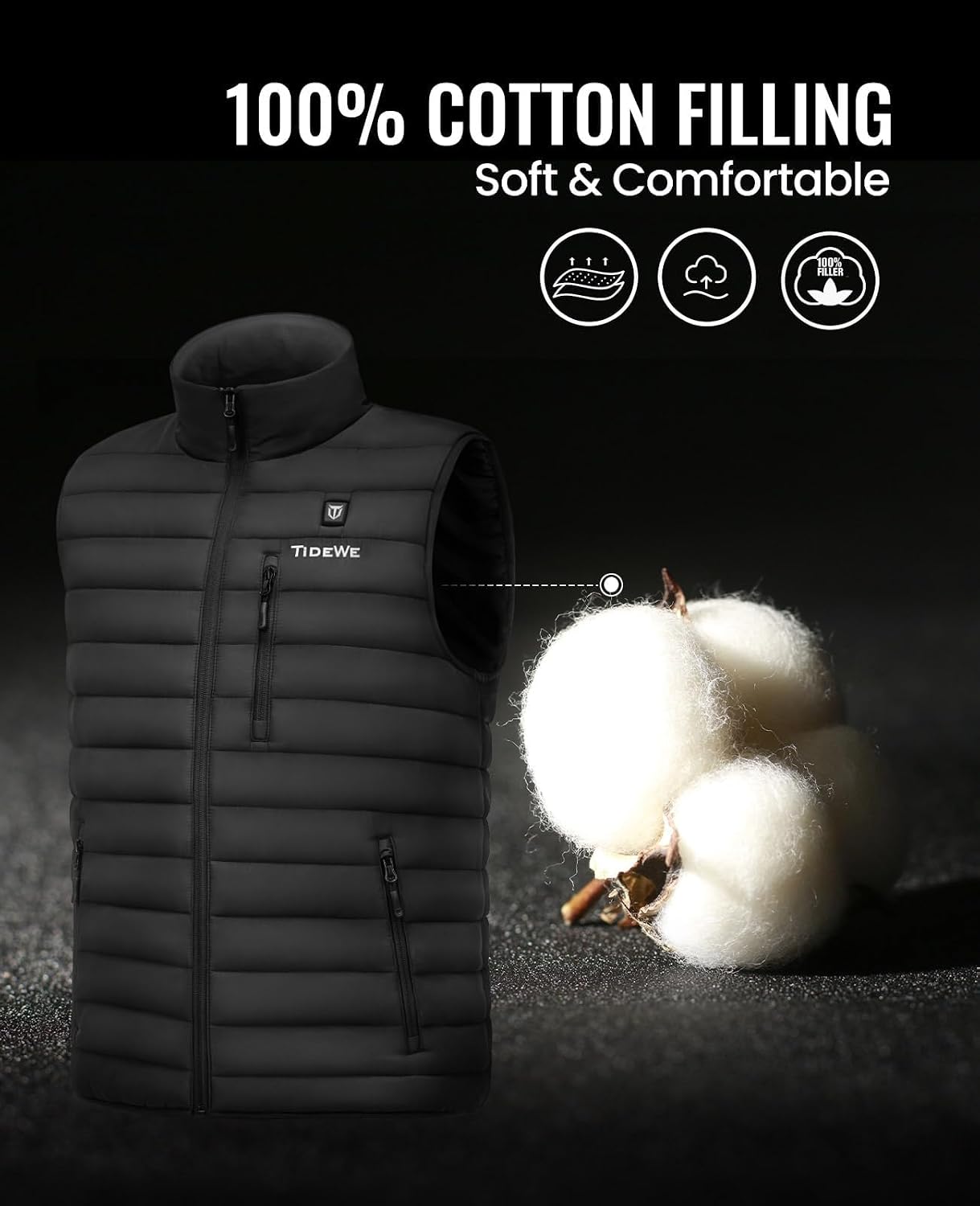 Thumbnail 2 de TIDEWE Heated Vest for Men, 4 Heating Zones, 3 Heat Settings, 10,000mAh Battery