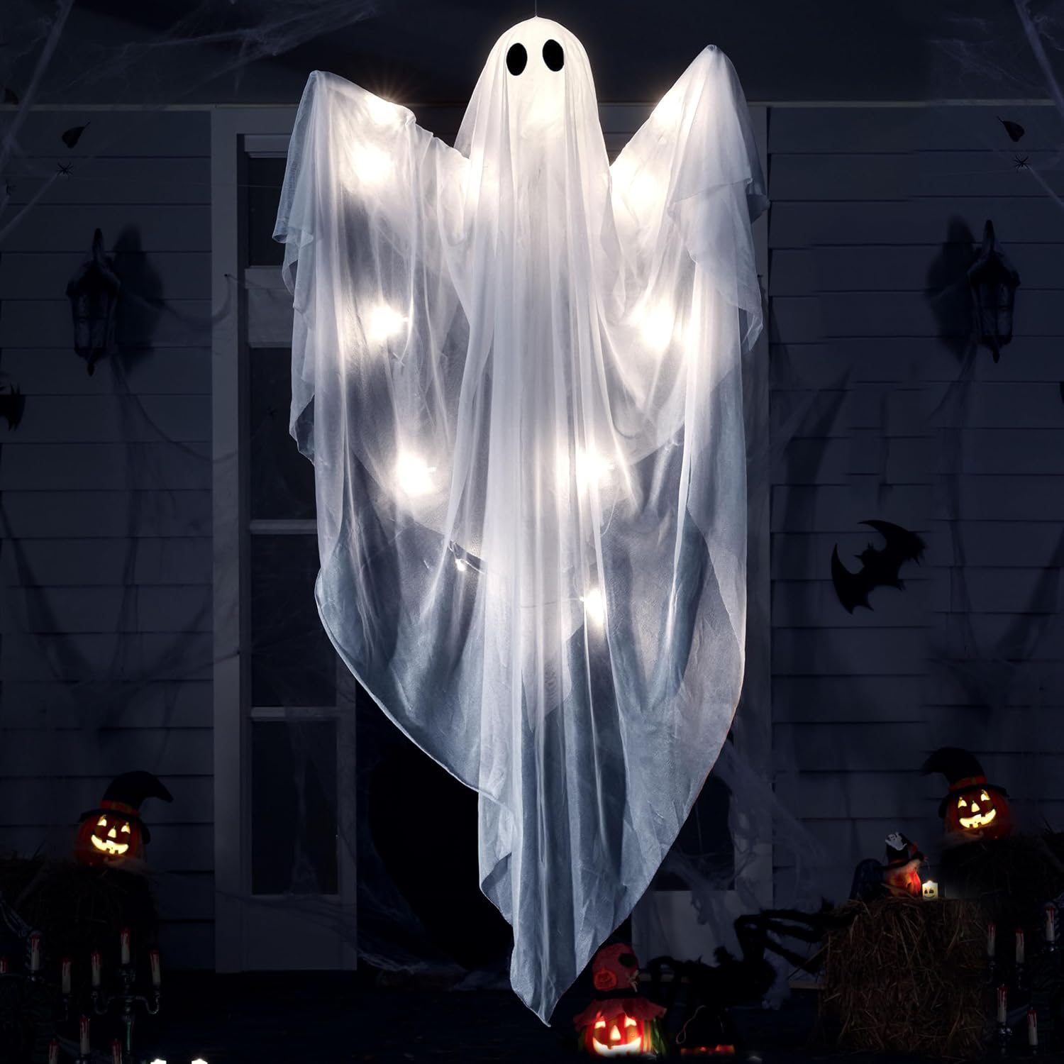 Detalle de JOYIN 16470 47-Inch Light-Up Hanging Ghost with Cold-White LED and Timer